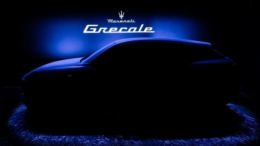 A dark silhouette teases the new 2022 Maserati Grecale
