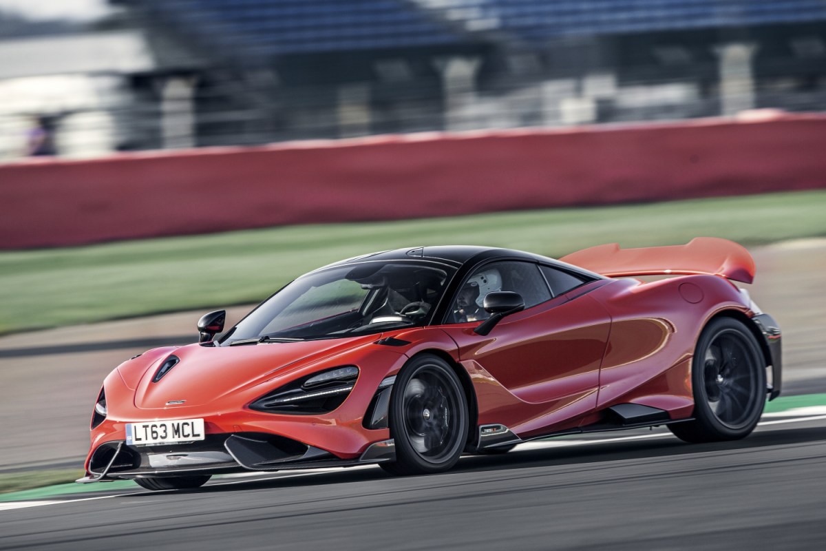 McLaren 765 LT on a race track. This is similar to the one featured in the drag race video in this article.