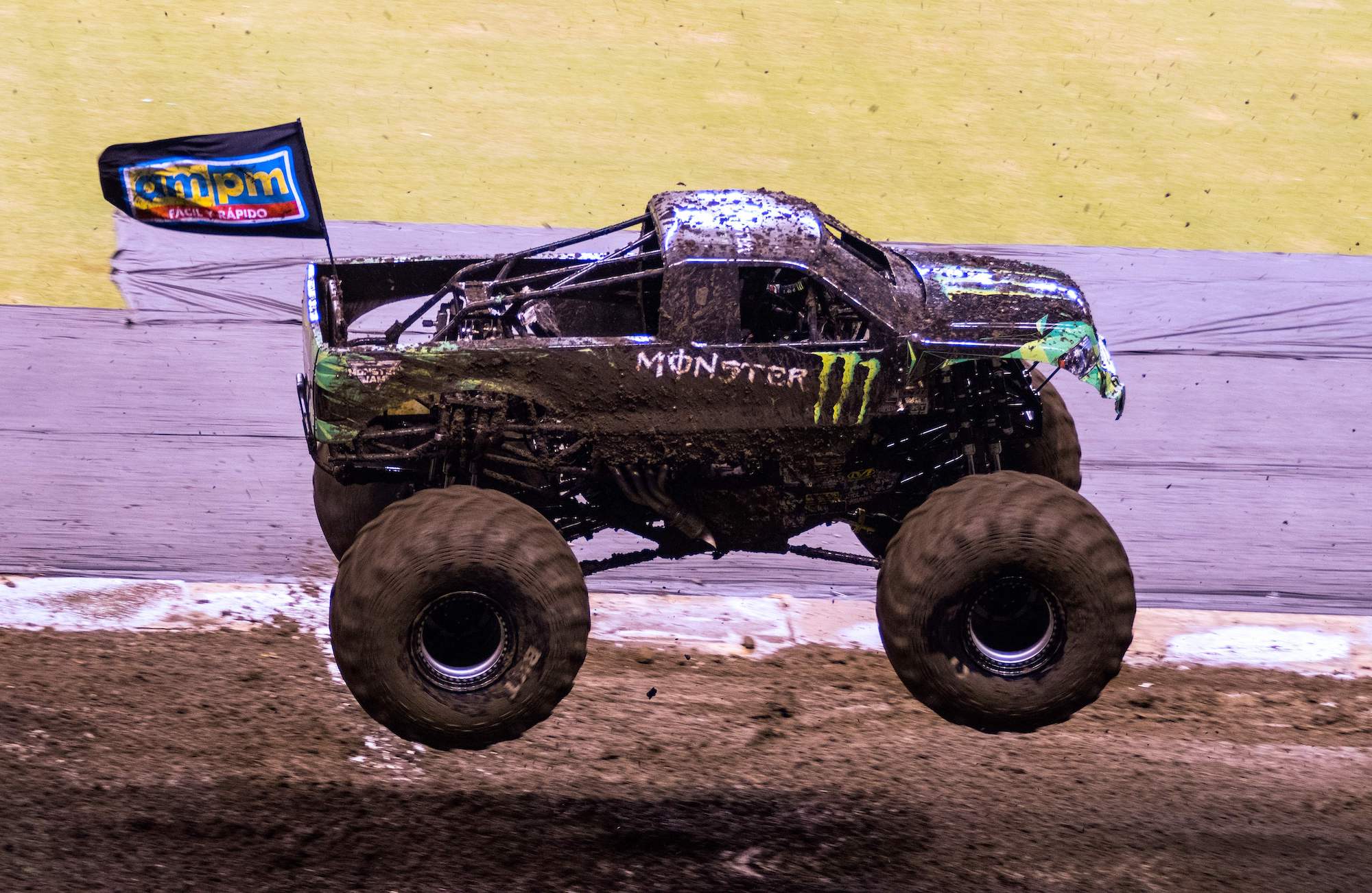 A monster truck performs at Monster Jam in San Jose, Costa Rica, on December 14, 2018