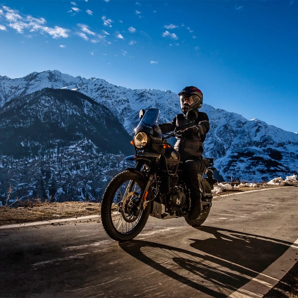 The 2021 Royal Enfield Himalaya cruising through the mountains. This bike is one of the best for new motorcycle riders.