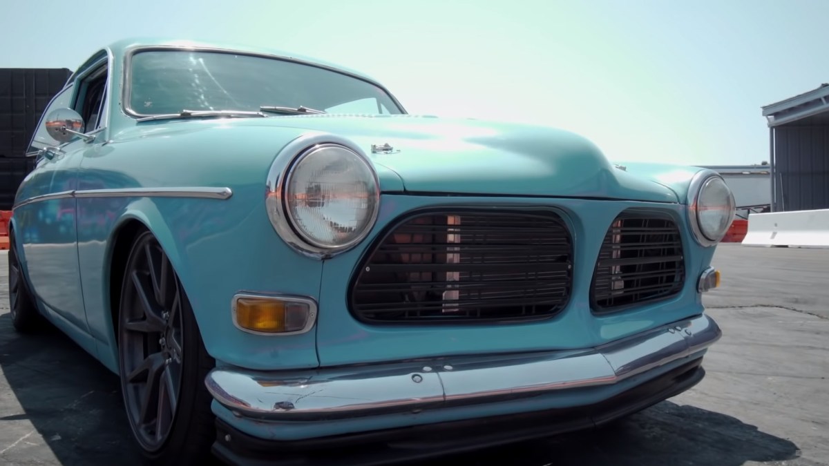 1962 Volvo Amazon with a V8 swap under the hood.