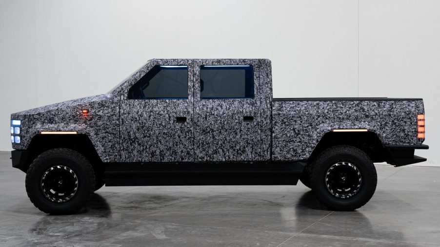 Side view of Atlis XT prototype electric pickup truck