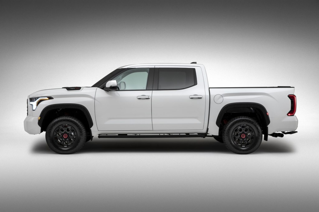 Side view of white 2022 Toyota Tundra