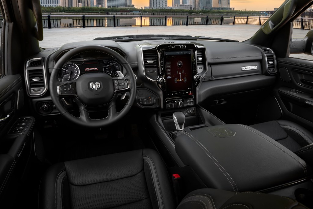 Steering wheel, gauges, and touchscreen in 2022 Ram 1500