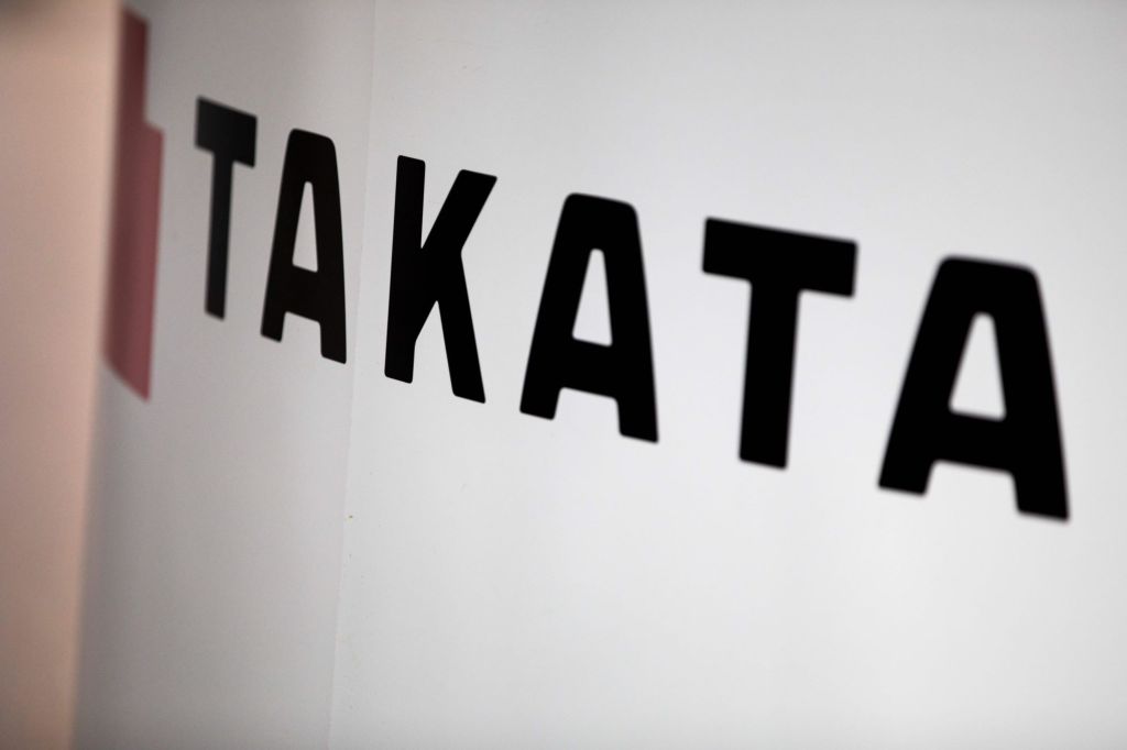 Takata Airbag logo, which was the cause of the fatal car accident