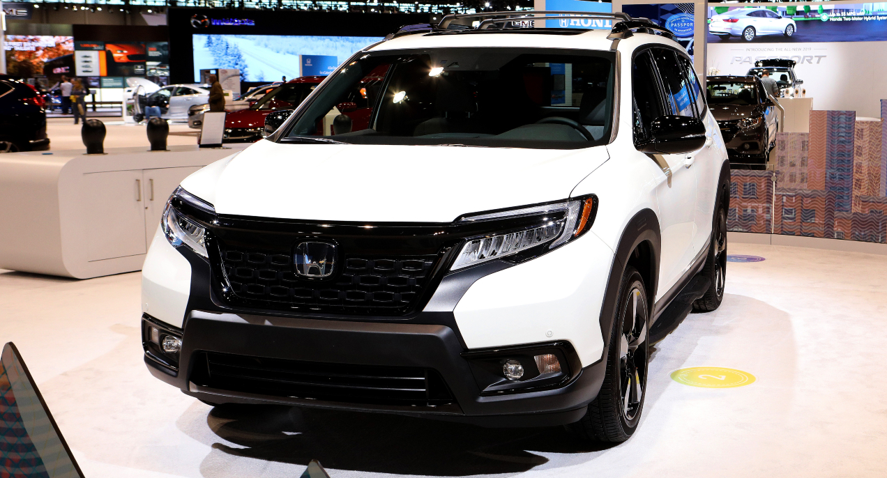 A white Honda Passport is on display at the 111th Annual Chicago Auto Show at McCormick Place in Chicago, Illinois on February 8, 2019.