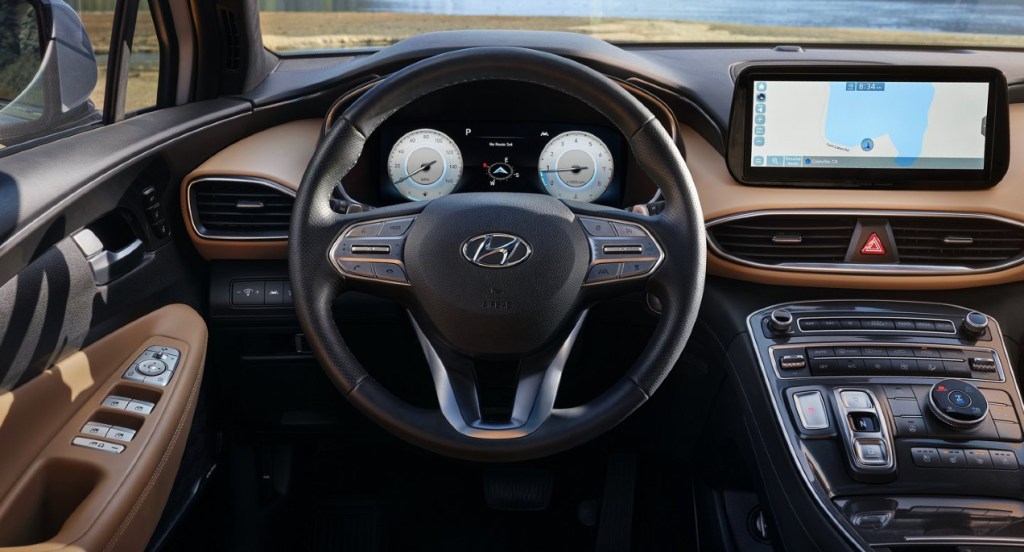 The Hyundai Santa Fe interior.