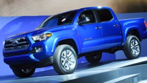 Toyota reveals its new Tacoma truck at The North American International Auto Show in Detroit, Michigan, on January 12, 2015. The annual car show takes place amid a surging economy, more jobs and cheap gas, a trifecta of near-perfect conditions for the US auto industry.