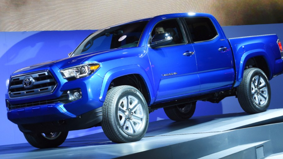 Toyota reveals its new Tacoma truck at The North American International Auto Show in Detroit, Michigan, on January 12, 2015. The annual car show takes place amid a surging economy, more jobs and cheap gas, a trifecta of near-perfect conditions for the US auto industry.