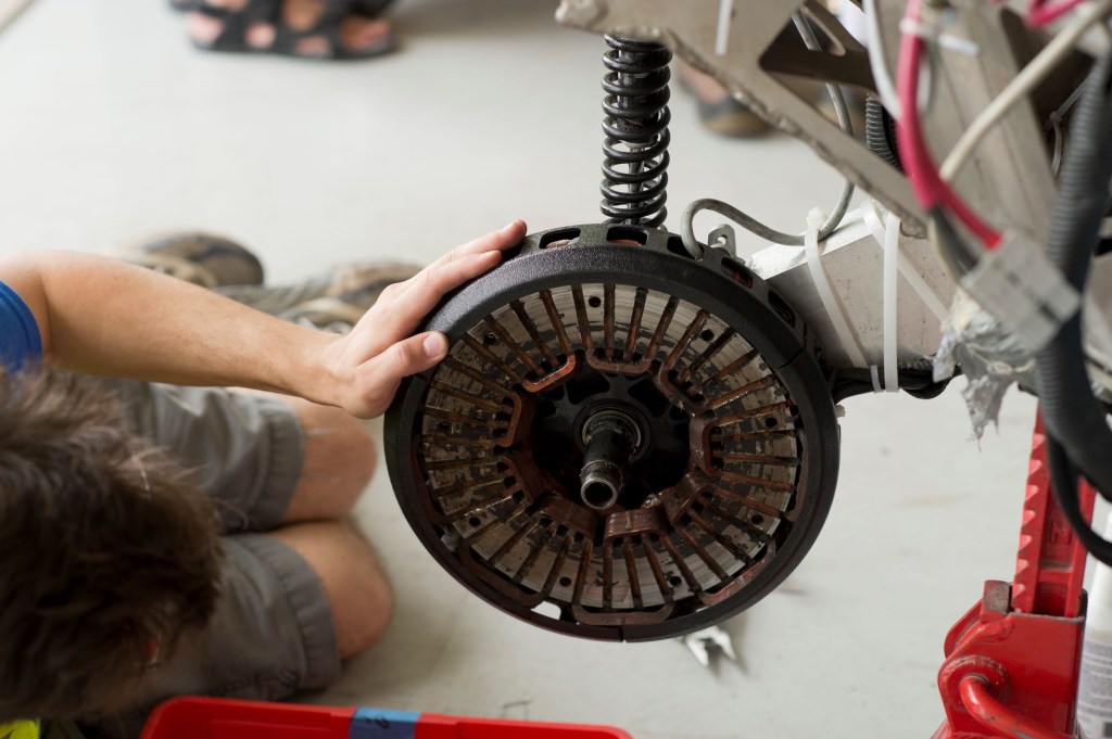 The electric motor of an American Solar Challenge race car