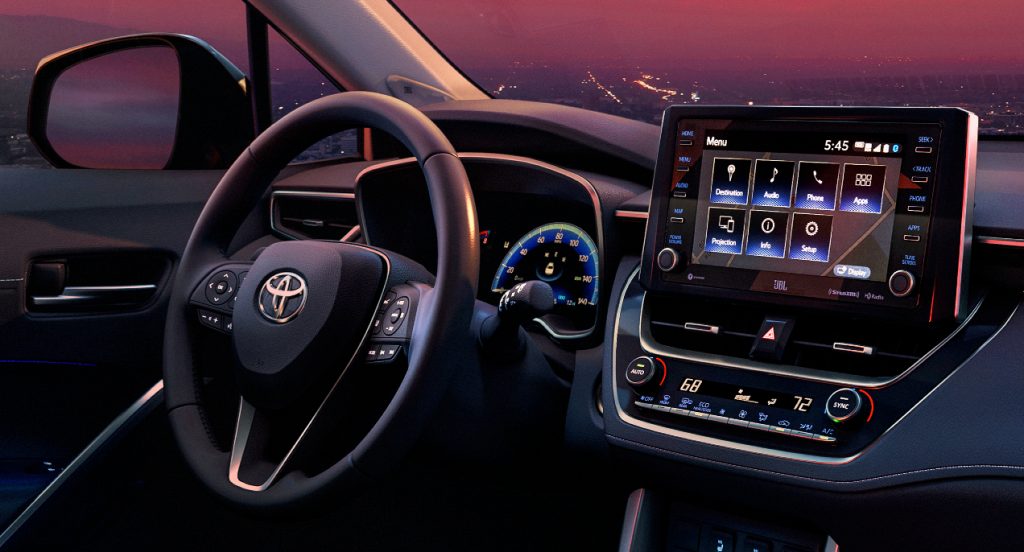 The 2022 Toyota Corolla Cross interior.