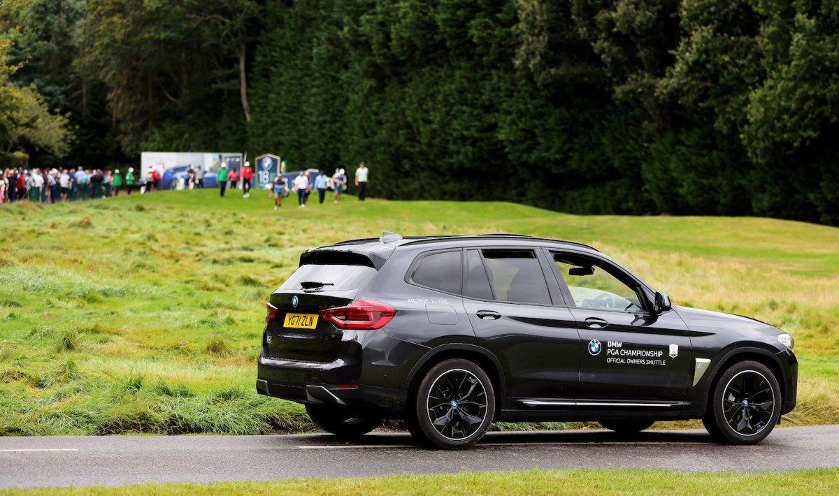 BMW iX3 driving outside in England