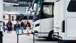 A trade fair of caravans, motorhomes, and RVs at the 60th Caravan Salon