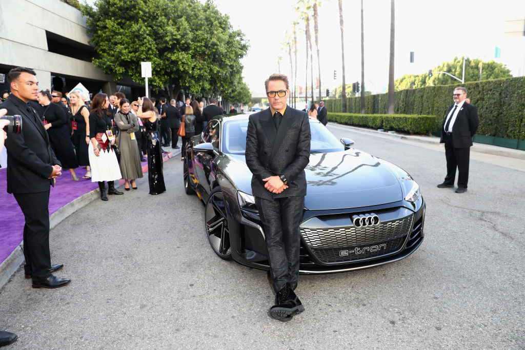 Robert Downey Jr. attends Audi Arrives At The World Premiere Of "Avengers: Endgame" with the Audi e-tron GT