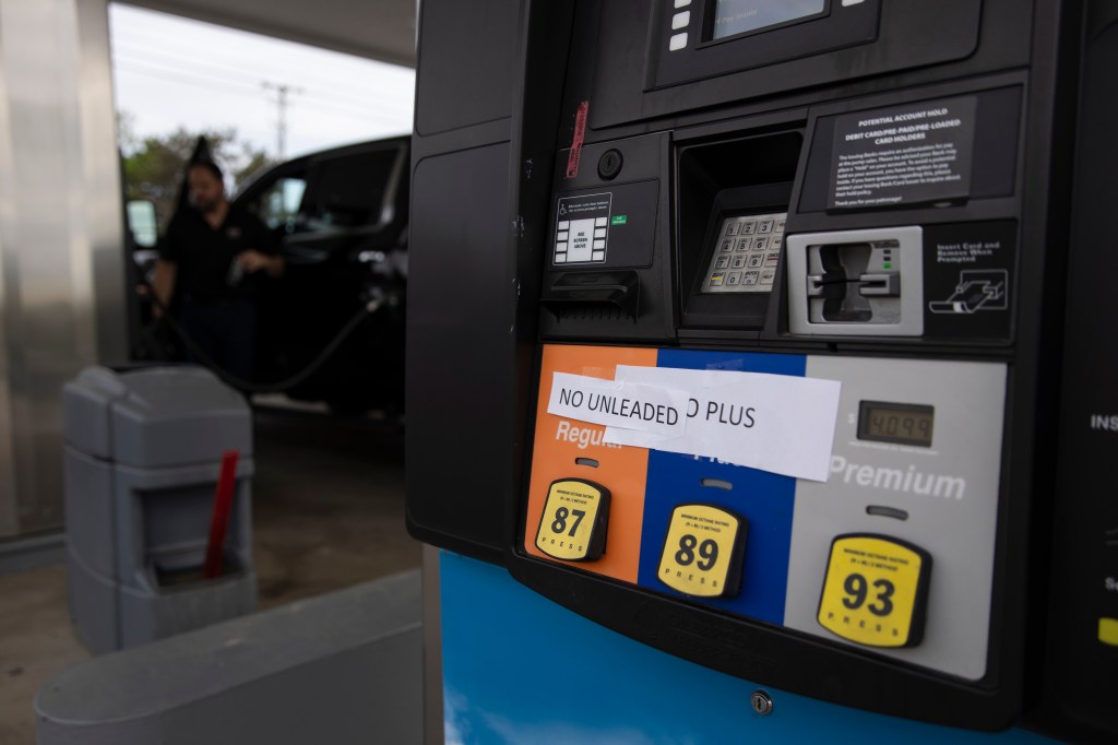 gas pump showing three different octanes. Now unleaded gasoline is fully outlawed.