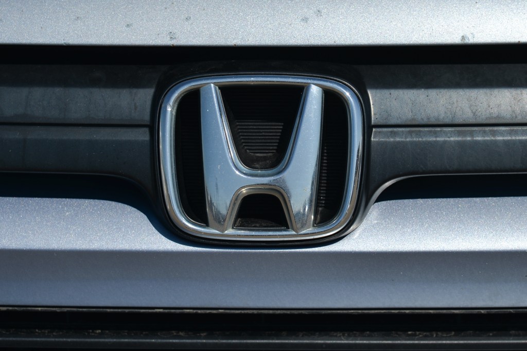 The Honda logo is seen on a Honda car parked in South Edmonton. 