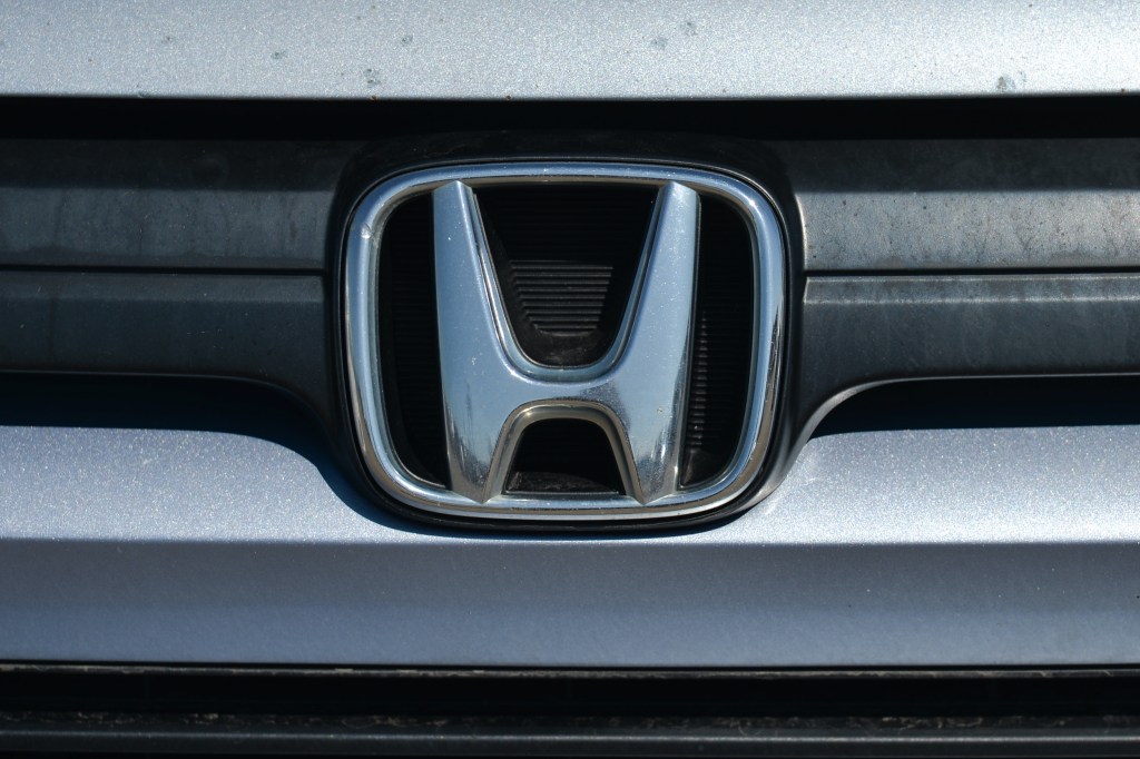 The Honda logo is seen on a Honda car parked in South Edmonton.