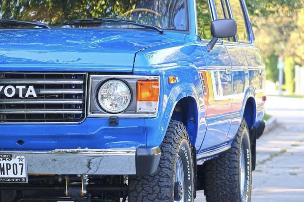 close up on the grille of a 1984 Land Cruiser FJ60