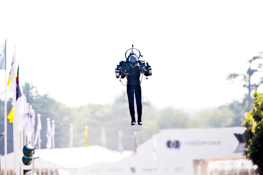 a man testing a jetpack.