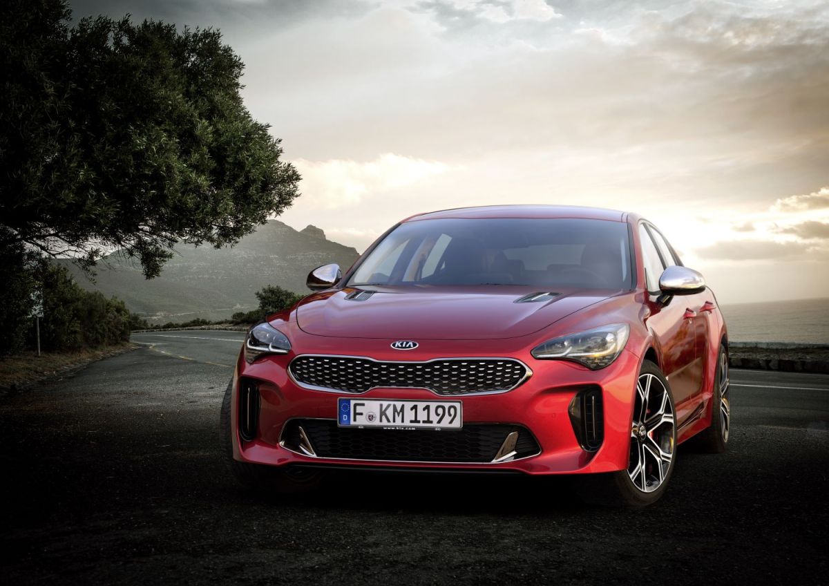 Kia Stinger parked on the side of the road