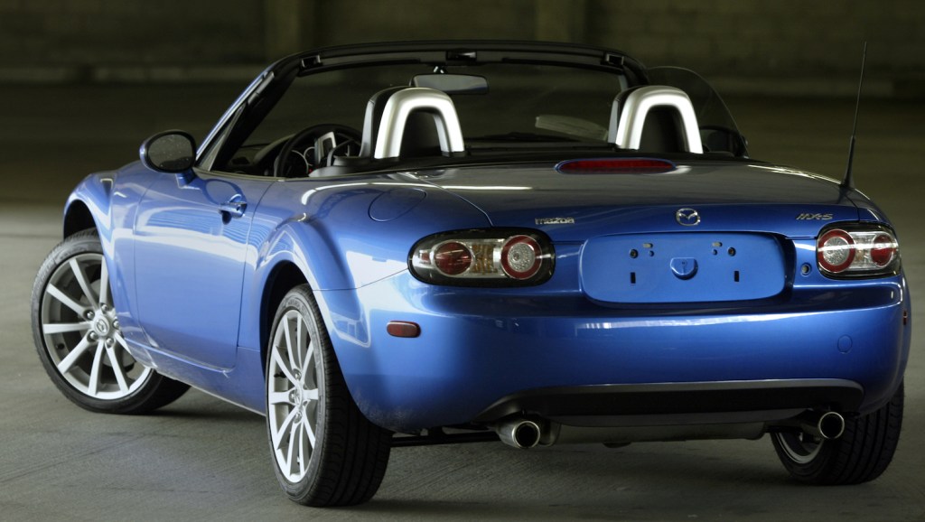 2006 Mazda Miata in blue. this is one of the best and affordable used cars with a manual transmission  