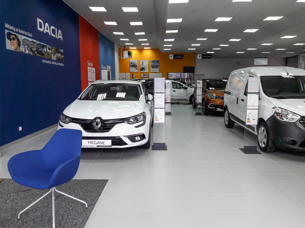 New car dealership showroom