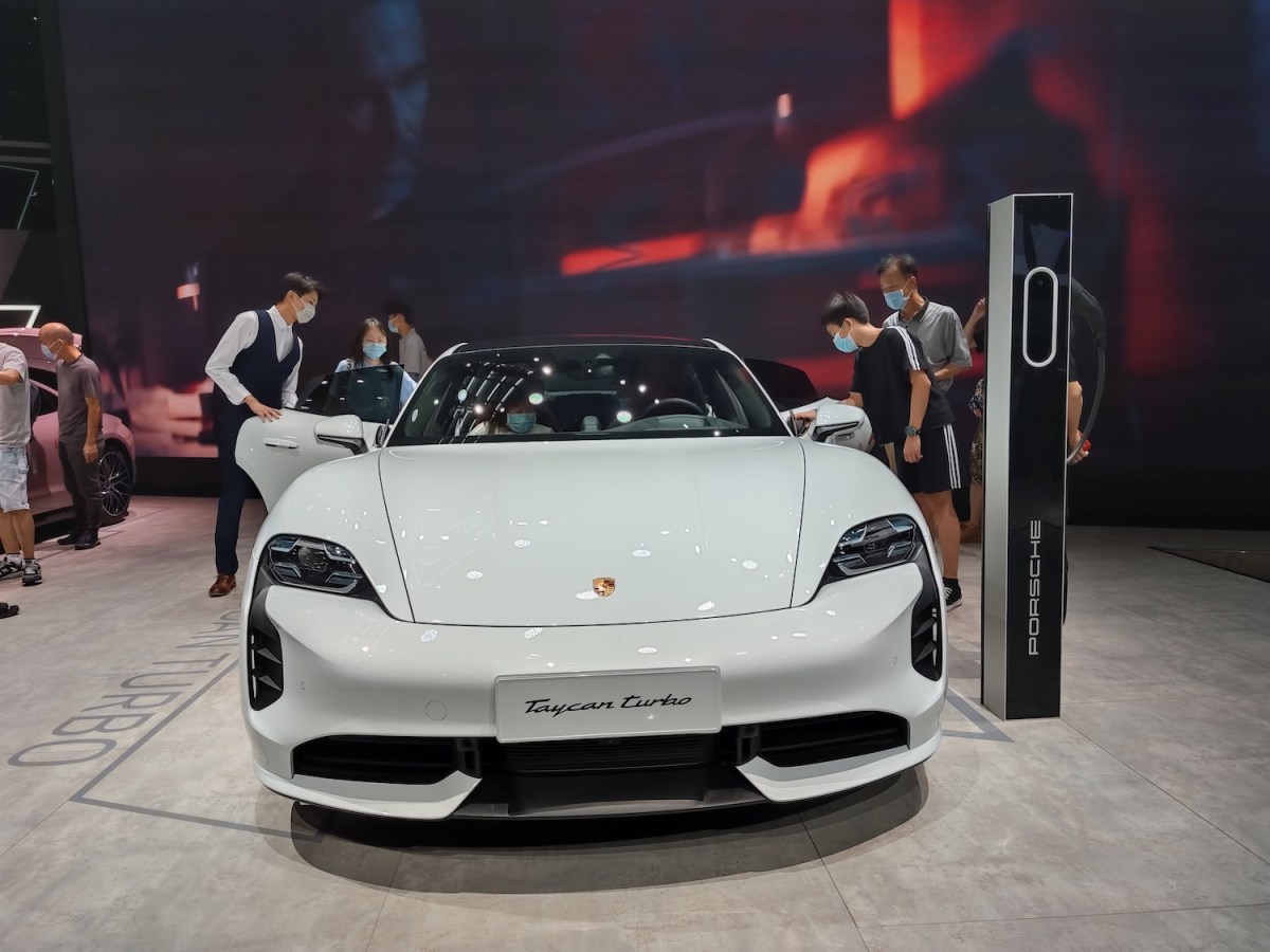 Porsche Taycan Turbo on display in Shenzhen