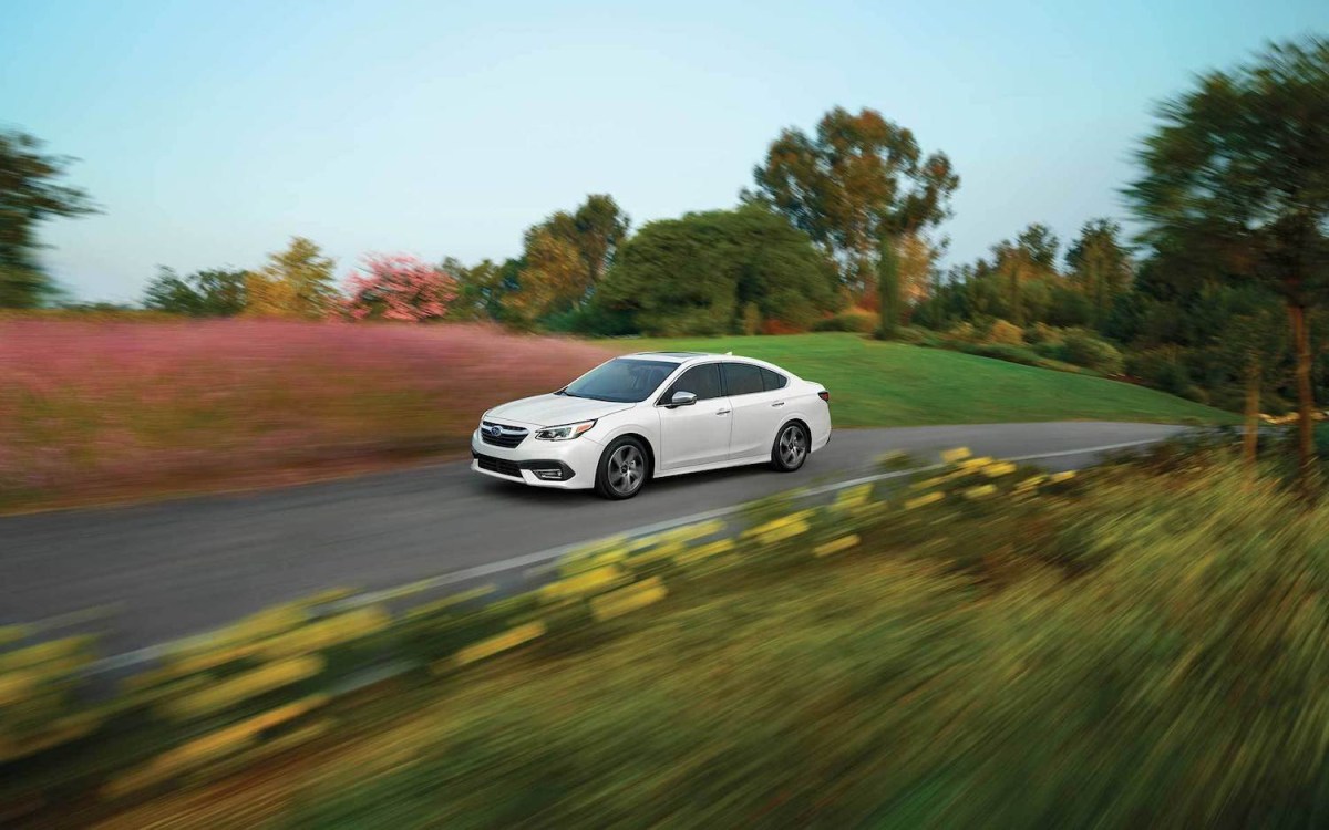 subaru legacy driving through the hills