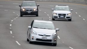 Toyota Prius driving on the freeway