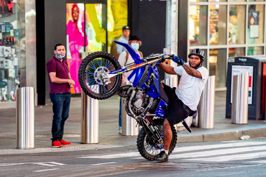 Dirt bikes like this ridden in the streets of NYC are getting crushed by NYC Mayor Bill de Blasio 
