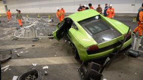 Wrecked Lamborghini supercar wrecked supercar