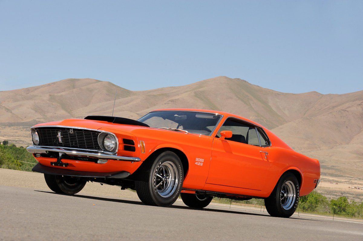 1970 Ford Mustang Boss 429 parked outside
