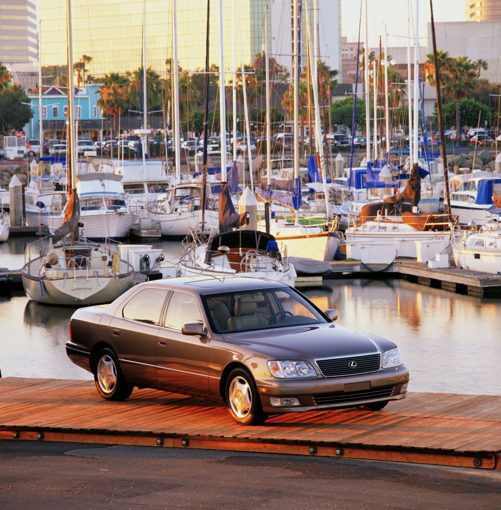 A gray 1999 Lexus LS 400 parked on a marina
