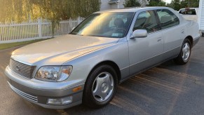 A silver 1999 Lexus LS 400 parked in a driveway