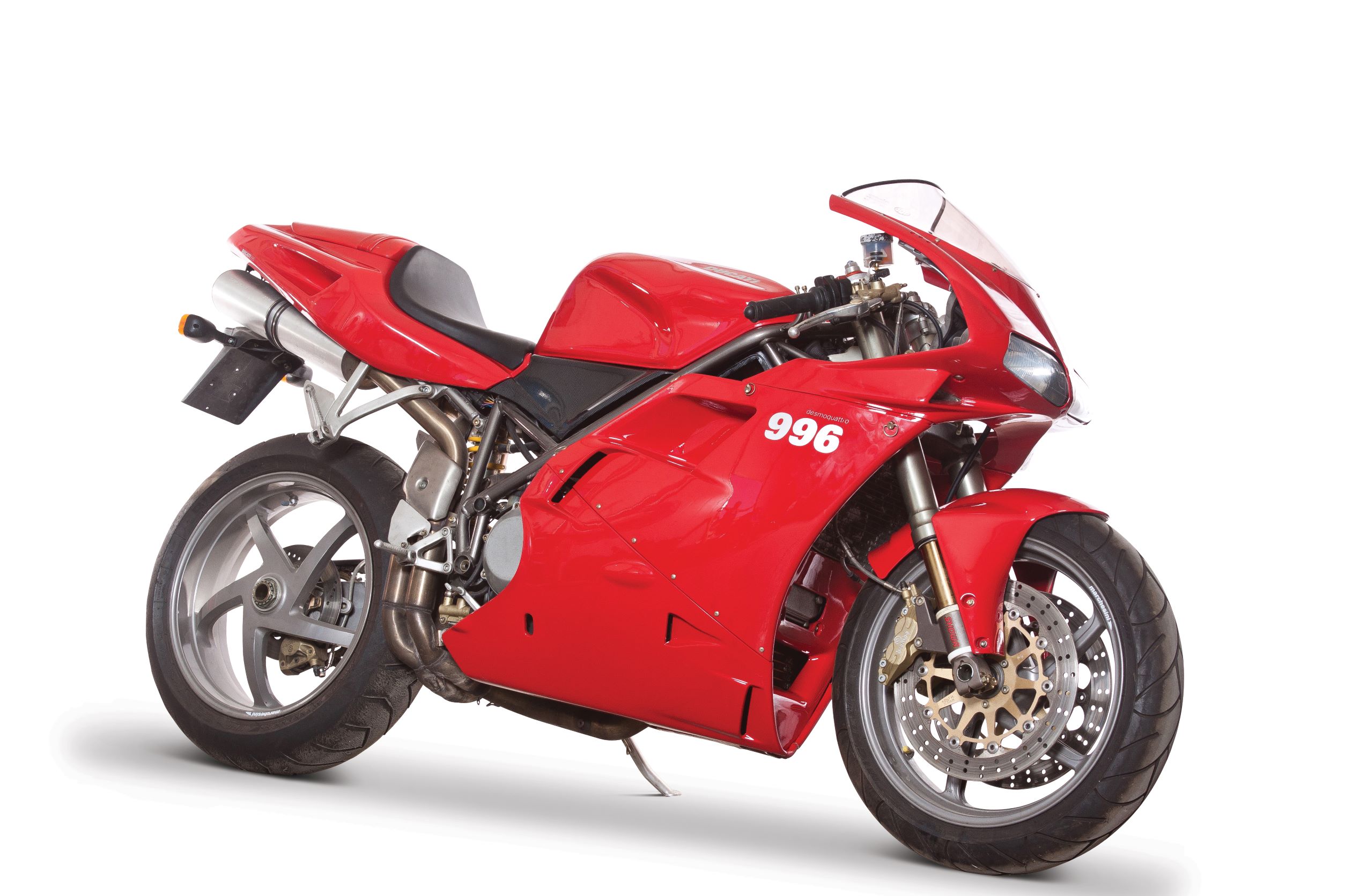 A red 2000 Ducati 996 Biposto