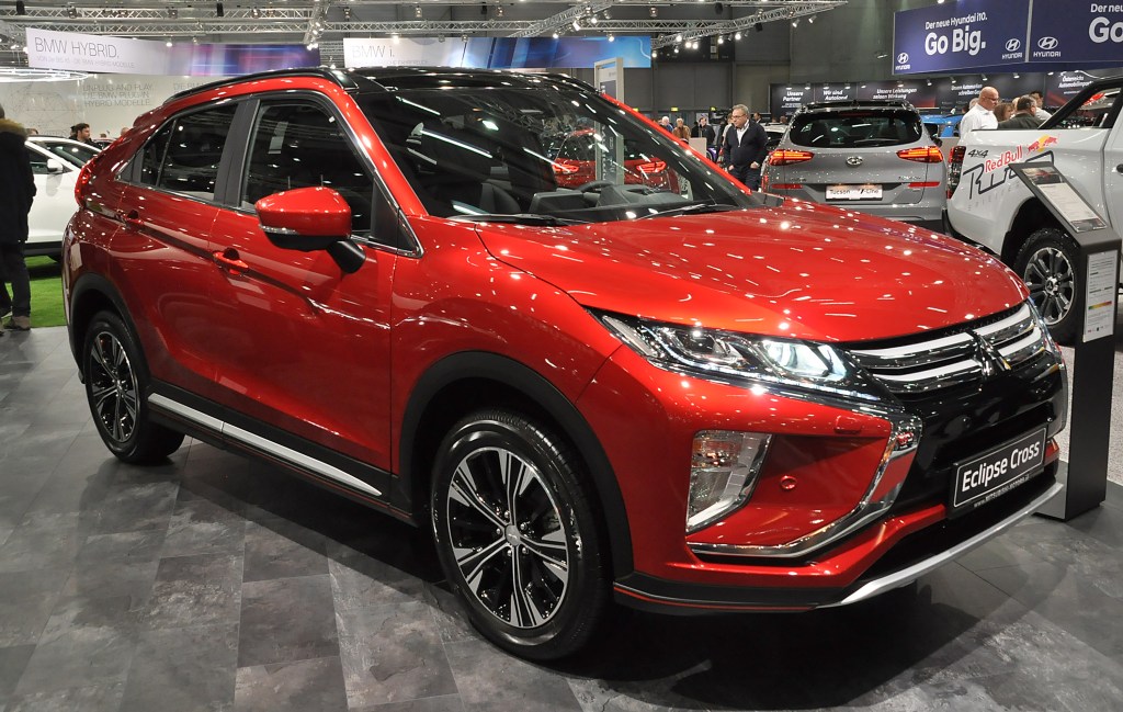 A red 2020 Mitsubishi Eclipse Cross at the Vienna Car Show