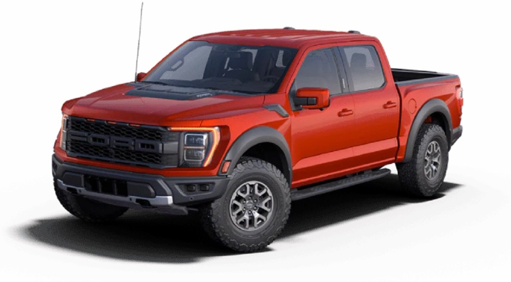 2201 Ford Raptor against a white background. It's one of the pickup trucks to avoid if you want to save money on gas.