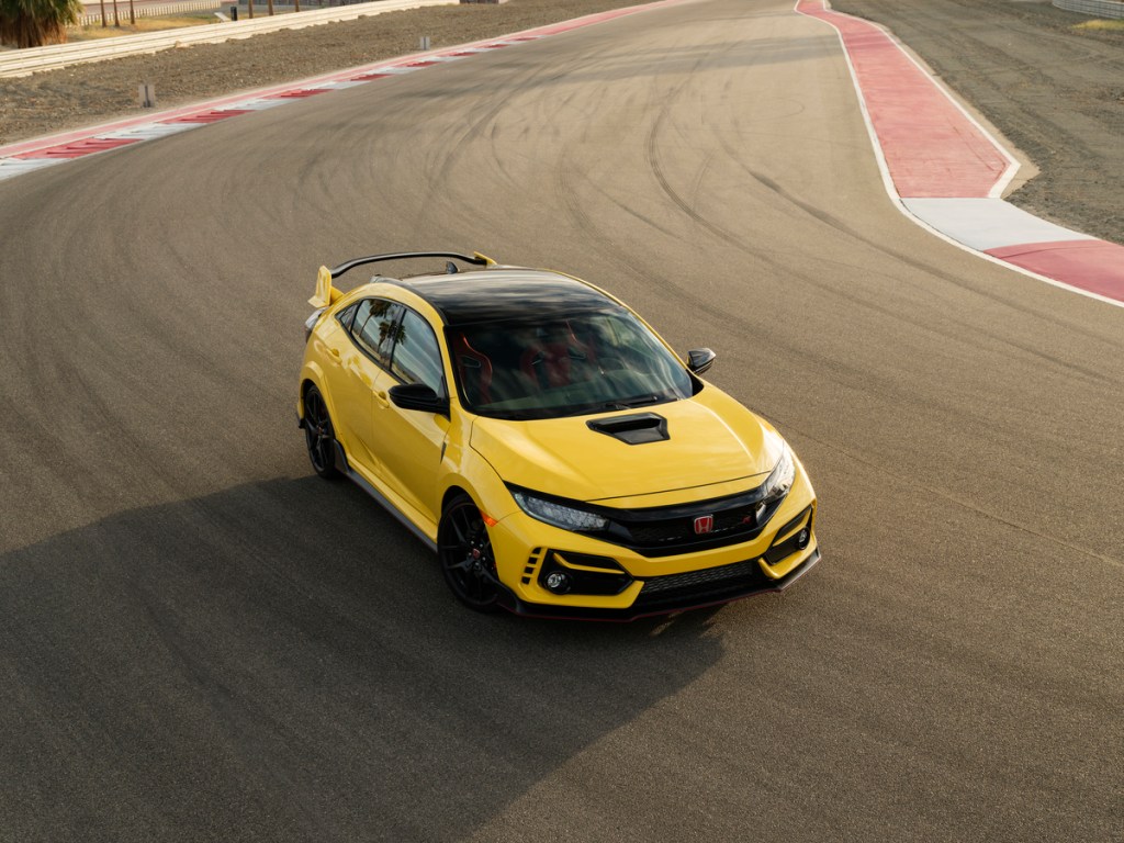 2021 Honda Civic Type R Limited Edition in Phoenix Yellow on a race track