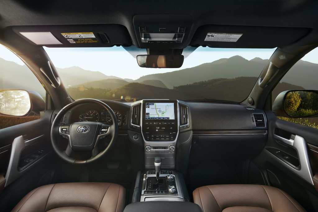A front interior shot in the 2021 Toyota Land Cruiser