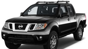 The 2021 Nissan Frontier on a white background