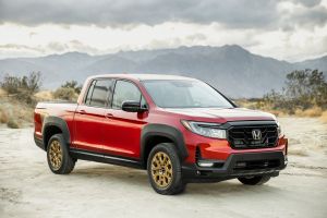 The 2022 Honda Ridgeline Sport with HPD Package pickup truck in red