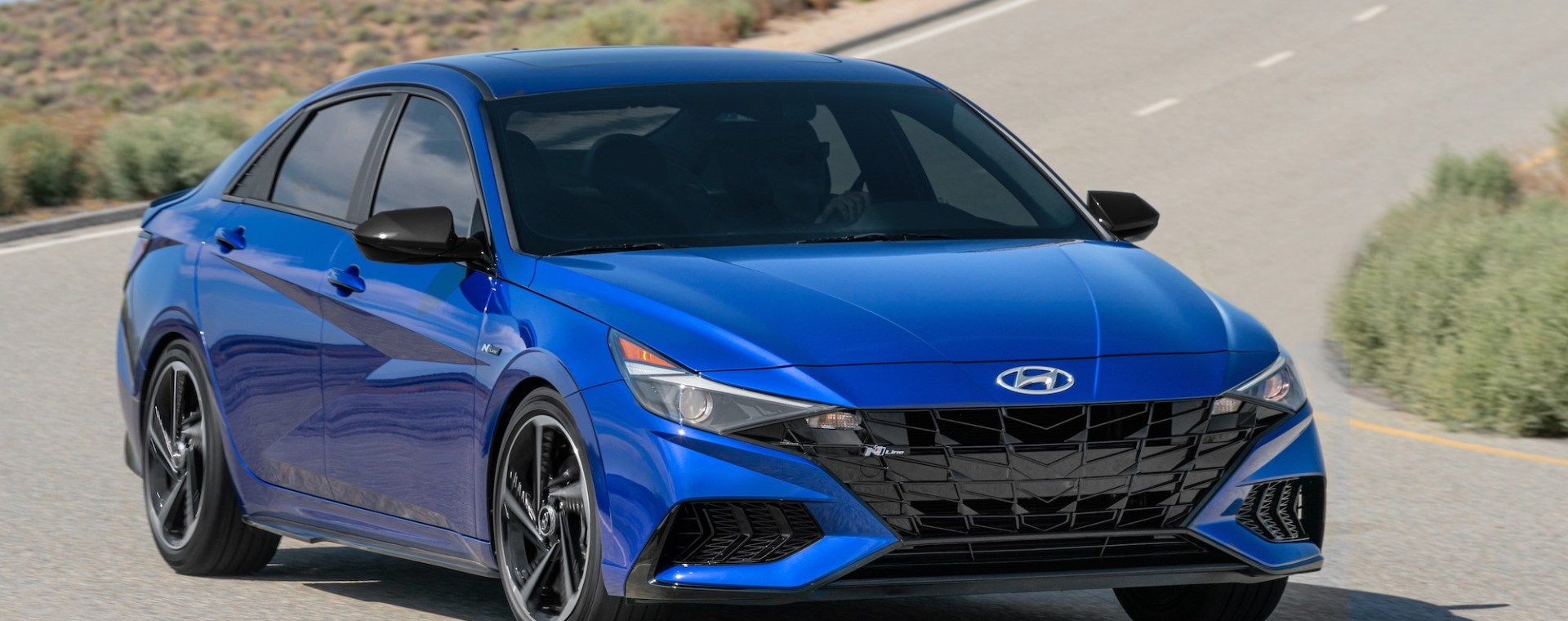 The 2022 Hyundai Elantra N line in blue