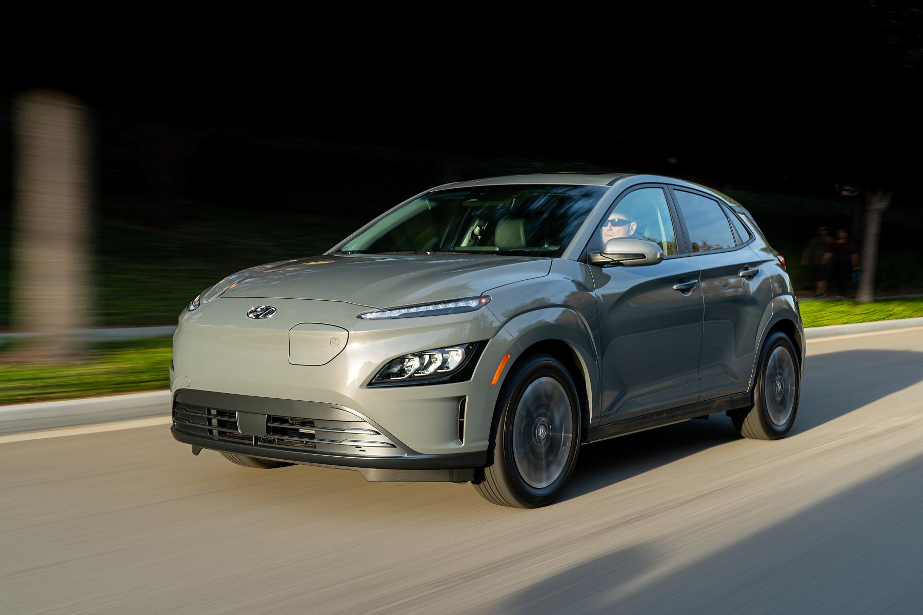 The 2022 Hyundai Kona Electric EV model in gray