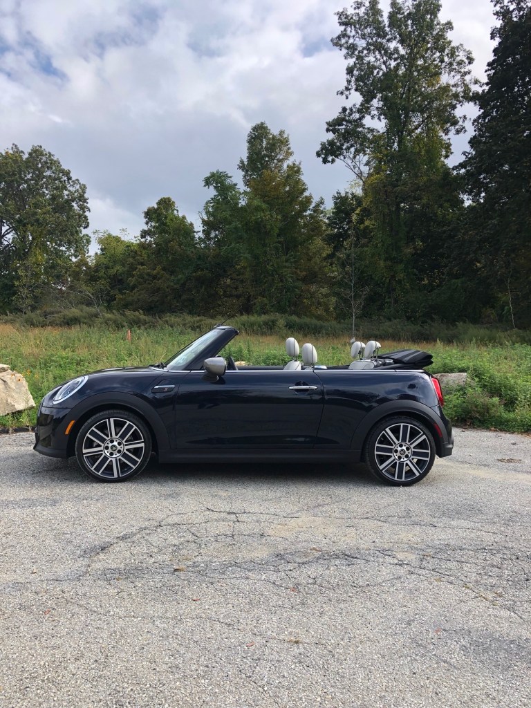 Our 2022 Mini Cooper S review unit with the top down