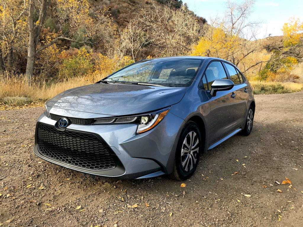 2022 Toyota Corolla Hybrid front shot in the woods