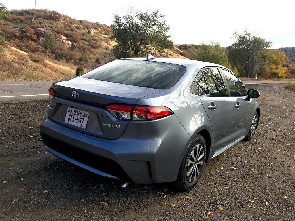 A rear quarter shot of the 2022 Toyota Corolla Hybrid