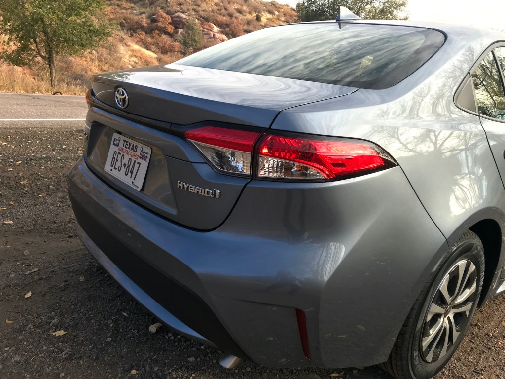 a detail shot of the 2022 Toyota Corolla Hybrid's rear end