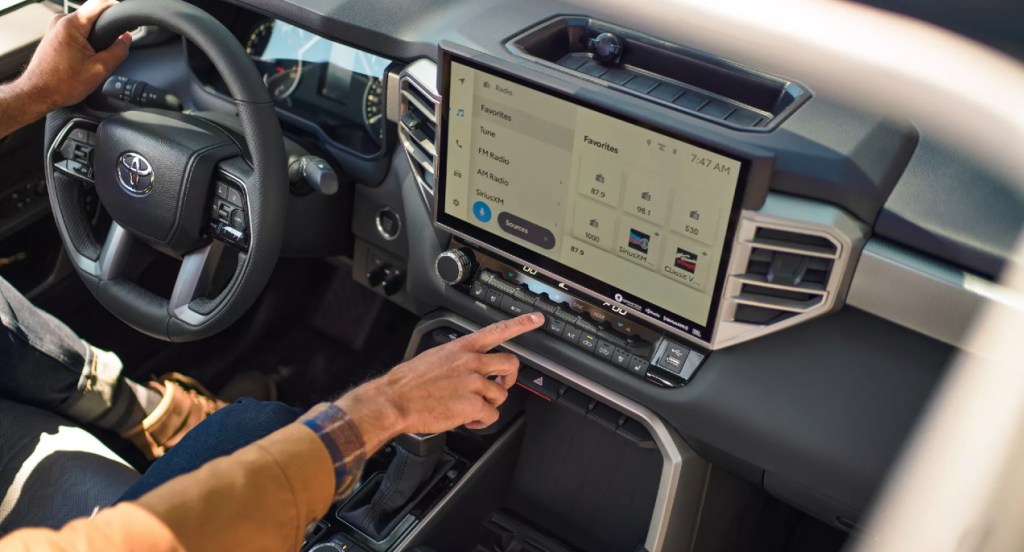 The interior of a 2022 Toyota Tundra.