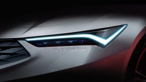 The front headlight of the new Acura Integra in white