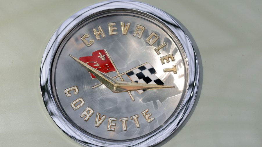 A Chevrolet Corvette logo on a cream background.